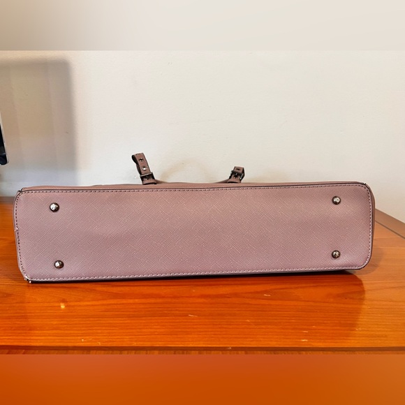 Ease Gave Laptop Tote Bag 15.6” Multi Pockets Padded Leather Mauve Handbag - Picture 10 of 10